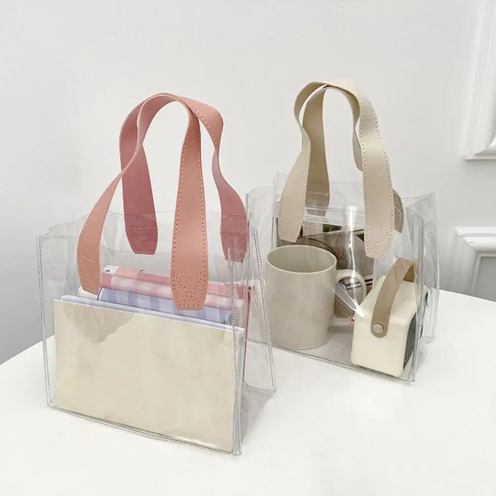 Водонепроницаемая женская сумка-тоут для подарков, блестящая сумка, влагостойкая сумка для покупок, прозрачная сумка для улицы