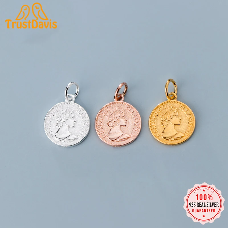 Фото TrustDavis Подвеска из настоящего серебра 925 пробы модная Милая круглая монета