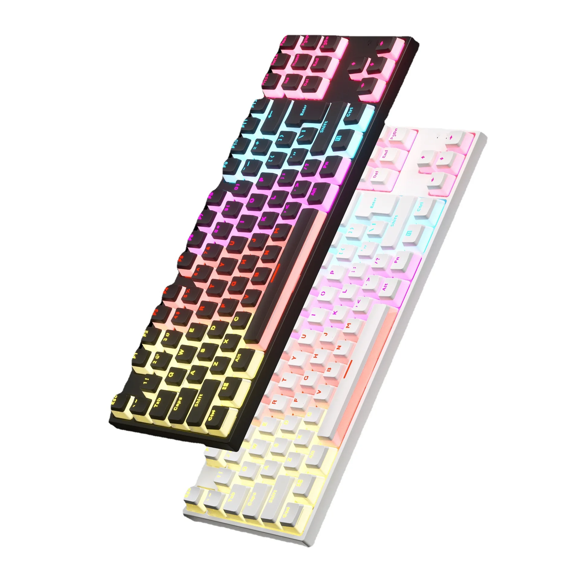 

87 Keys Gaming Wired Mechanical Keyboard Pudding Keycap Blue Switch RGB Backlit Teclado Gamer for PC Laptop