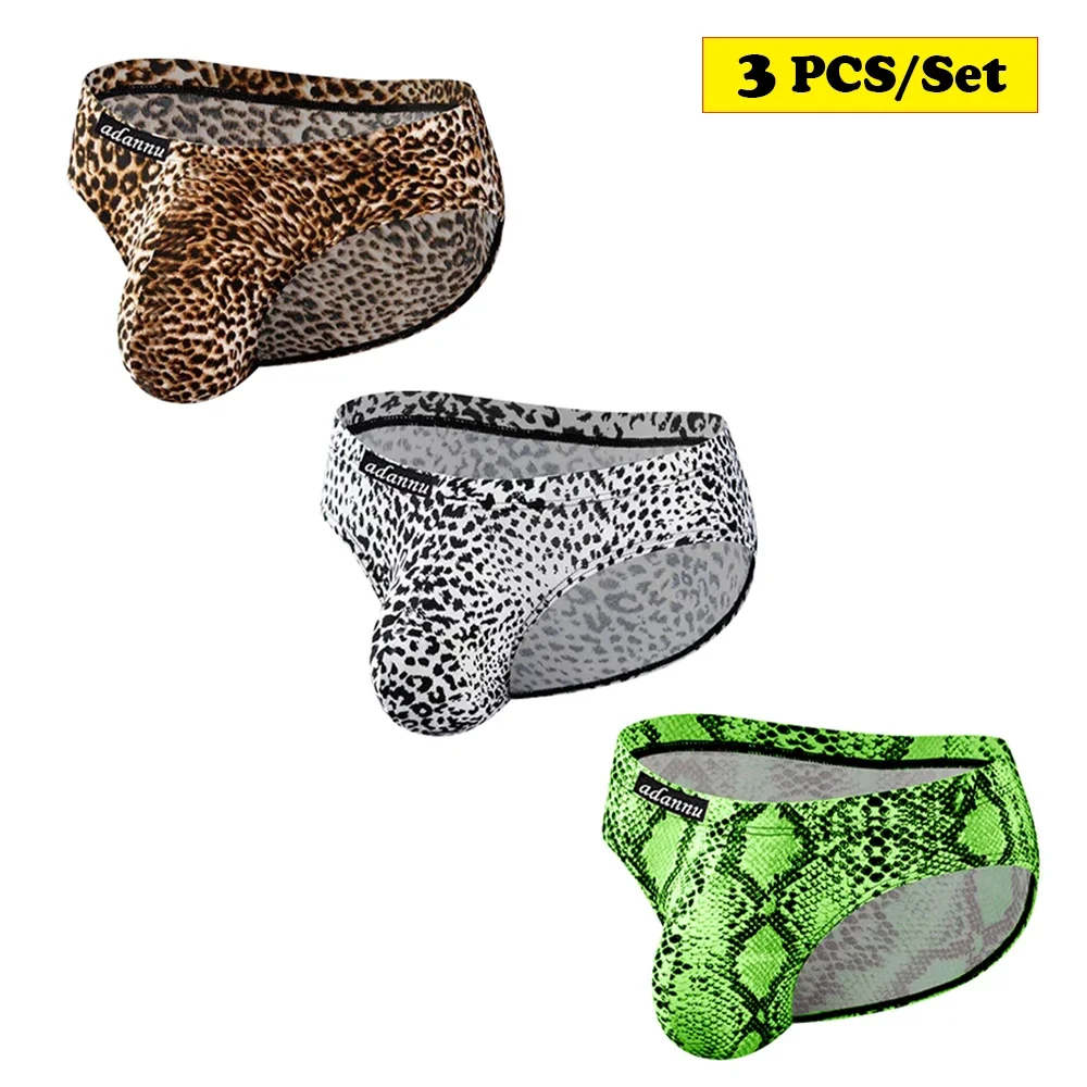 3 шт. мужское нижнее белье дышащие леопардовые трусы сексуальные трусы-бикини для