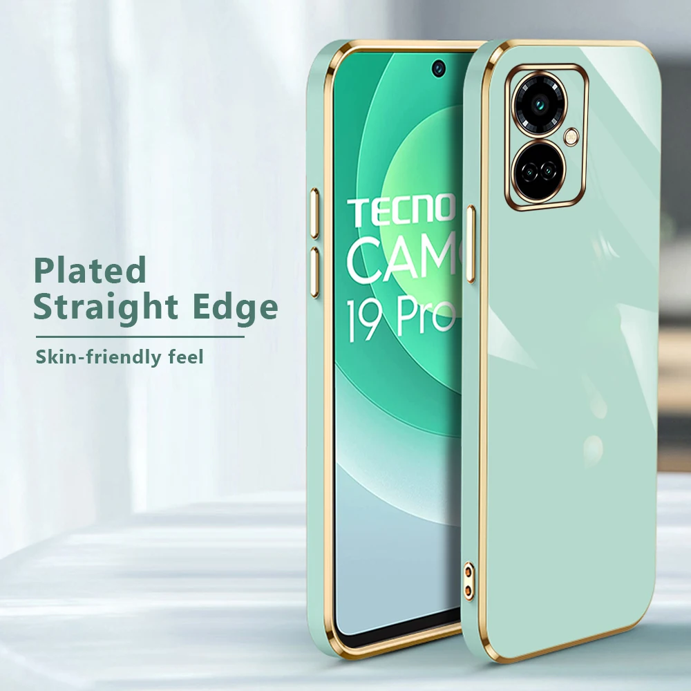 Luxury Plating Gold Frame TPU Soft Cover For Tecno Camon 19 Pro 4G 6.8