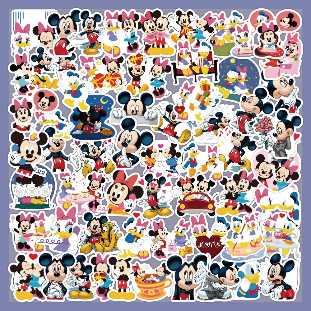 

60Pcs Disney Cartoon Princess Sticker Frozen Mickey Toy Story Winnie Pooh Duck Waterproof Skateboard Laptop Stikers Kids Toy