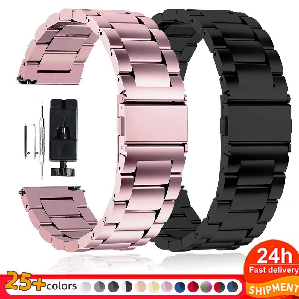 14/16/18mm 22mm 20mm 24mm Stainless Steel Strap for Samsung Watch 3 Active Band for Huawei GT2 Pro 42mm 46 Bracelet Accessories