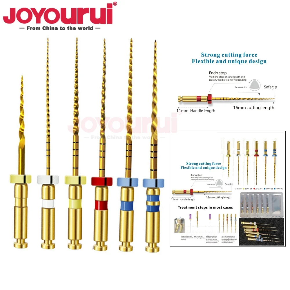 JOYOURUI Золотые эндофайлы для стоматологического двигателя 6 шт.