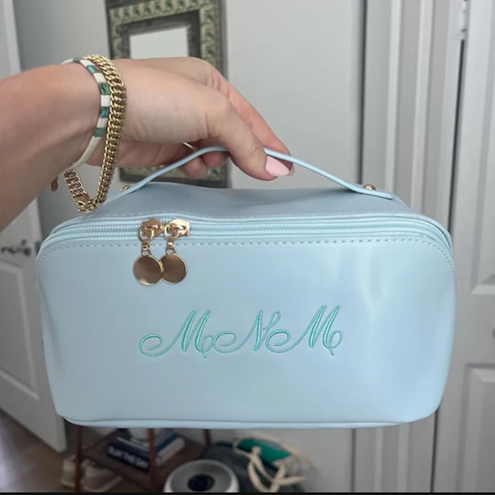 Женская косметичка из искусственной кожи с монограммой высококачественная