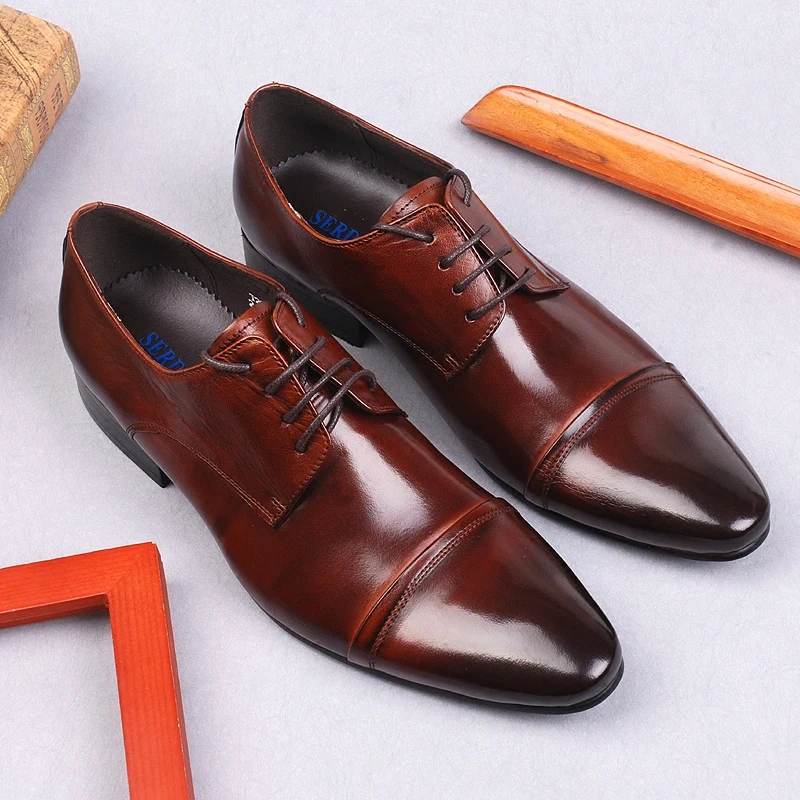 

Size 6-10 Handcrafted Mens Wingtip oxford Shoes Genuine Calfskin Leather Brogue Dress Shoes Classic Business Formal Shoes Man