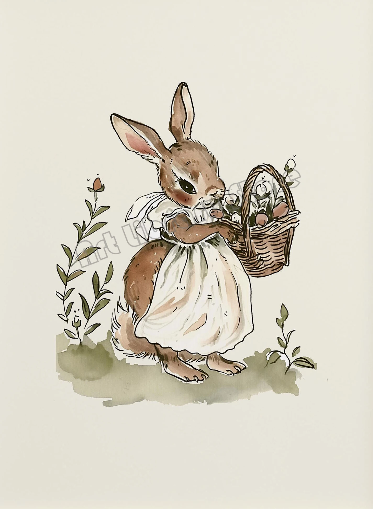 

Мультфильм "Мама и ребенок кролик медведь" печать на холсте