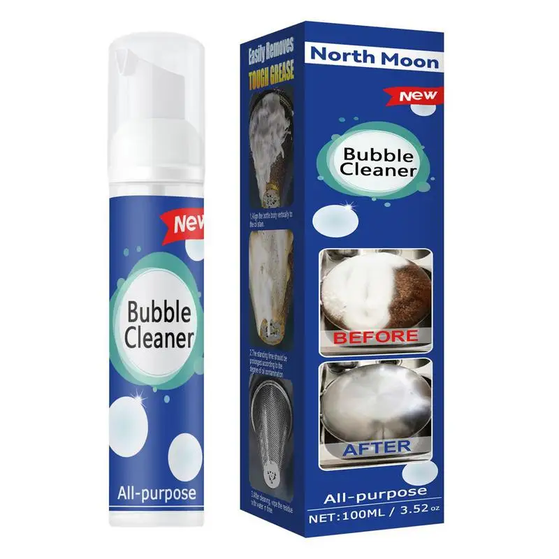 

All Purpose Bubble Cleaner Powerful Multi Purpose Foam Cleaner 100ml Multi-Surface Cleaner Rinse-Free For Kitchen Oil Stains
