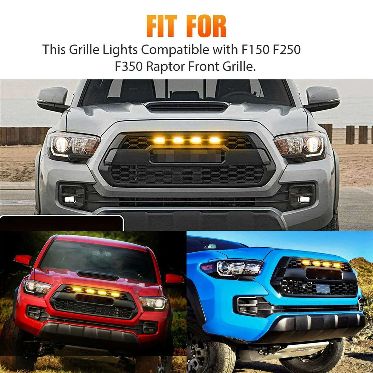 

20X Raptor Style Smoked Lens Amber LED Front Grille Running Lights for Ford F-150 F150 2009-2018