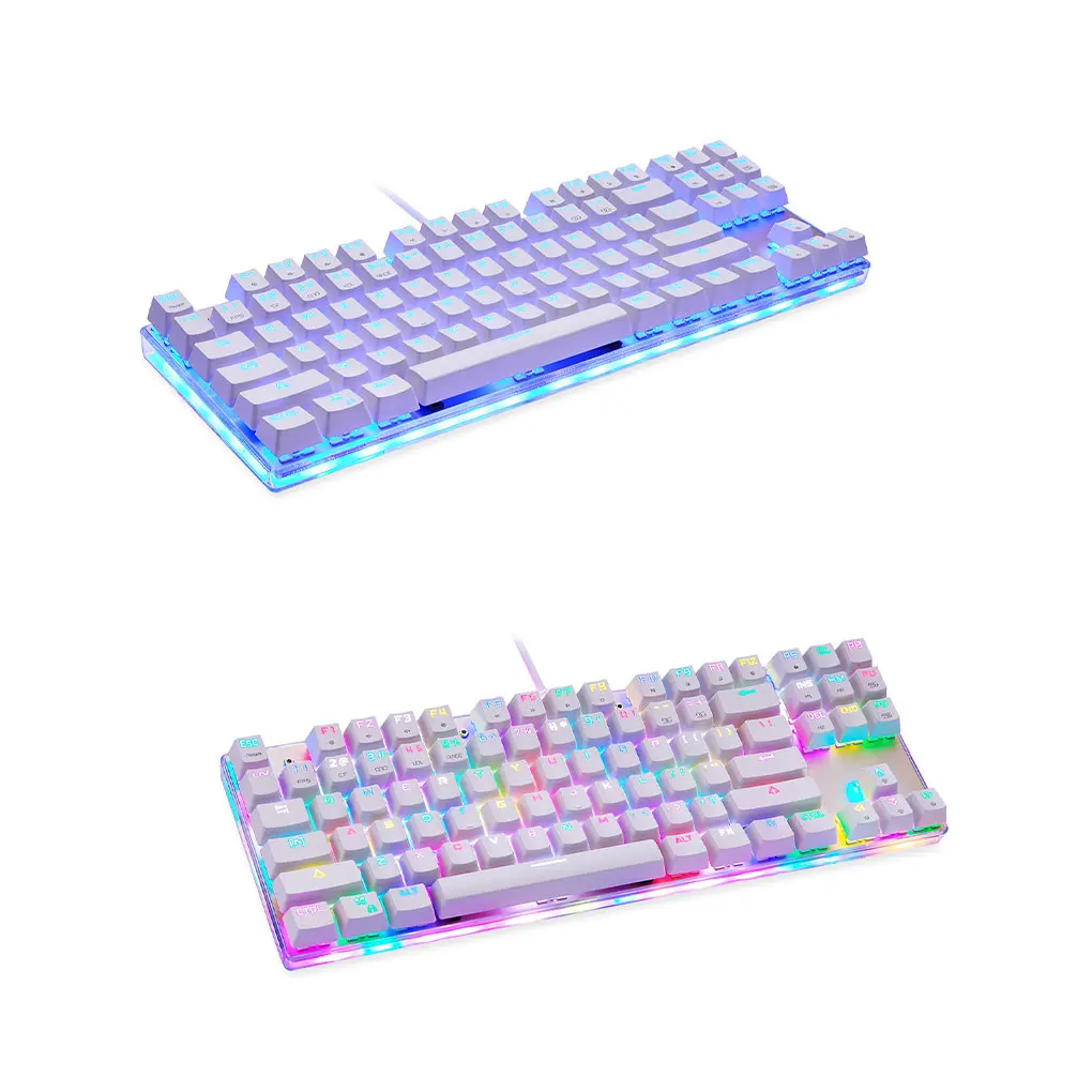 

Клавиатура Механическая со светящимися клавишами, подсветка для компьютера, 87 клавиш, RGB, для дома, школы, бизнеса, модификация игр