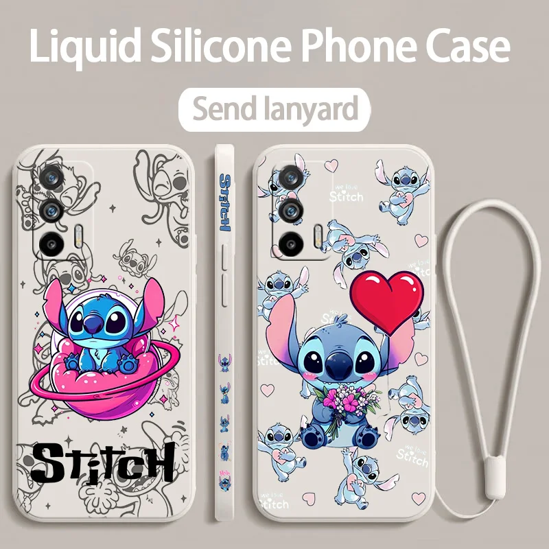 Стич любовь двойная задняя крышка для OPPO Realme X50 X7 11 10 9i 9 8i 8 7 6S 6 Pro Plus жидкая левая