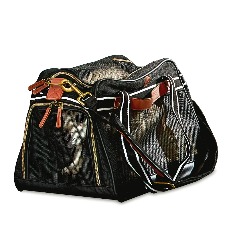 

Pet Travel Carrier, Black and Tan (17 Pet supplies for dogs Coche perro Dog bag crossbody Dog poop bag Pet trolley For dog Cat b