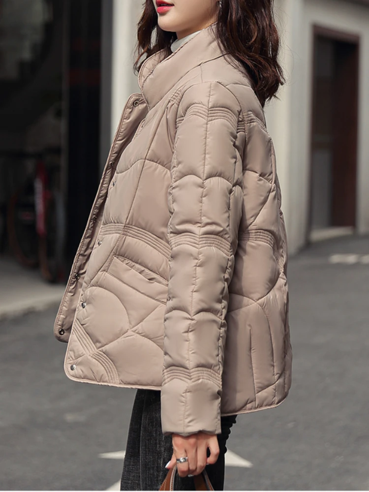

Parkas Winter Coat Women Colours Stand Collar Tops Korean Fashion Elegance Casual Women Jackets Winter Coat Jacket Office Lady