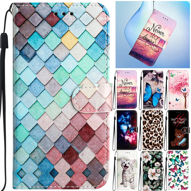 

Painted Case For Samsung Galaxy Note10+ Cover on For Samsung Galaxy Note 10+ Note10 Note20 Note20Ultra Leather Stand Wallet Case