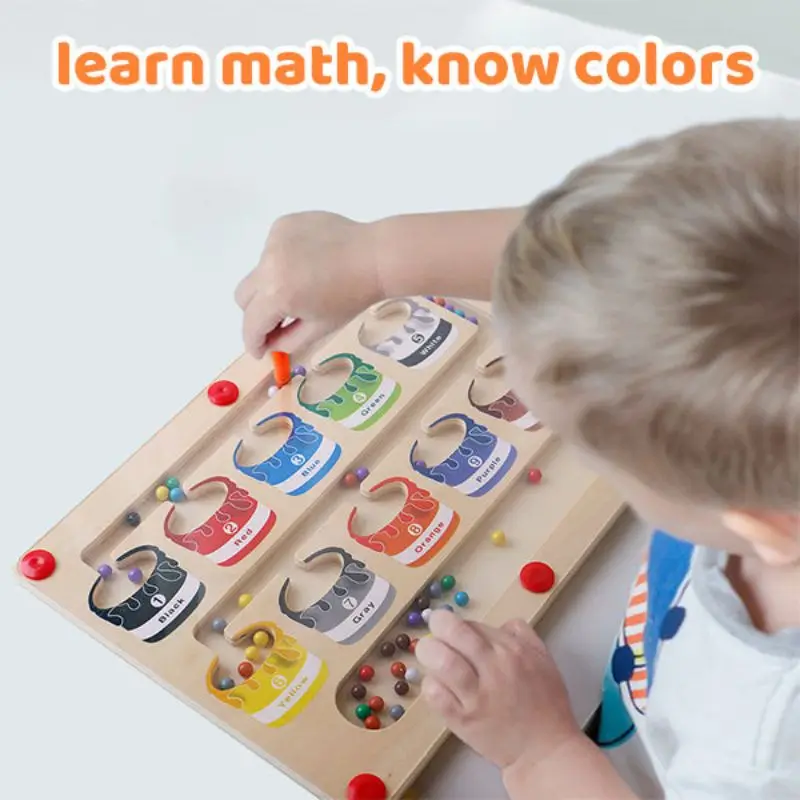 

Magnetic Color And Number Maze Wooden Magnetic Color Number Maze With 55 Beads Baby Children Color Recognition Game Toys