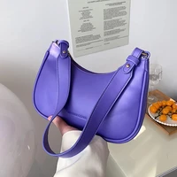 cute solid small shoulder bags for women 2022 summer pu leather simple fashion handbags purses ladies underarm totes
