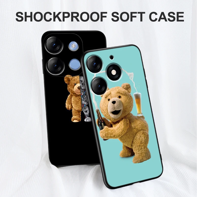 Черный чехол ТПУ для Vivo V5 V5S V7 V9 Youth V11 V11i V15 V17 NEO V20 E V21 V21E V23 V23E PRO 4G 5G Teddy Bear Couple