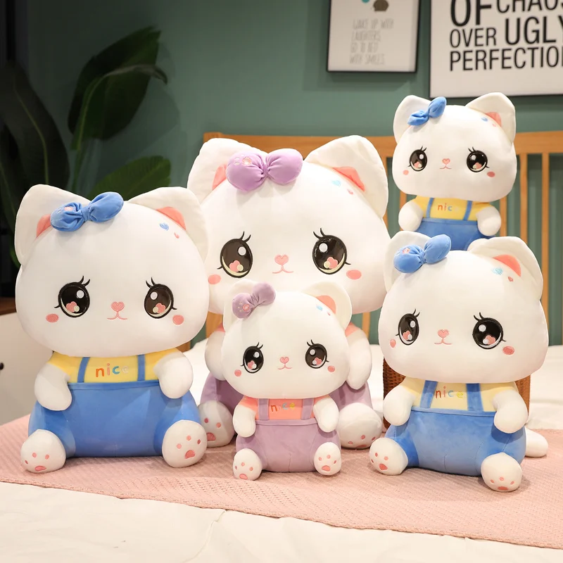 

Симпатичная плюшевая игрушка в виде мультяшного кота, 35-65 см, Милая киска, кукла, мягкая набивная подушка в виде животного, подарок на день ро...