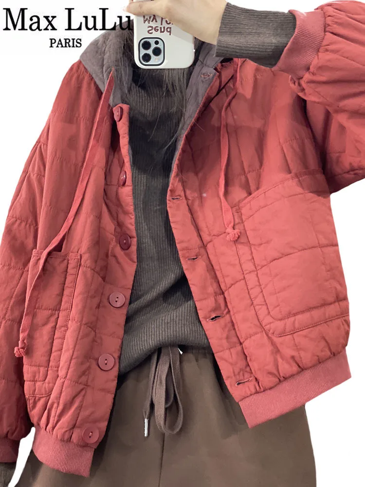 

Max LuLu 2022 Winter Fashion Warm Parkas Womens Vintage Loose Padded Hooded Jacket Ladies Luxury Casual Coats Harajuku Outerwear