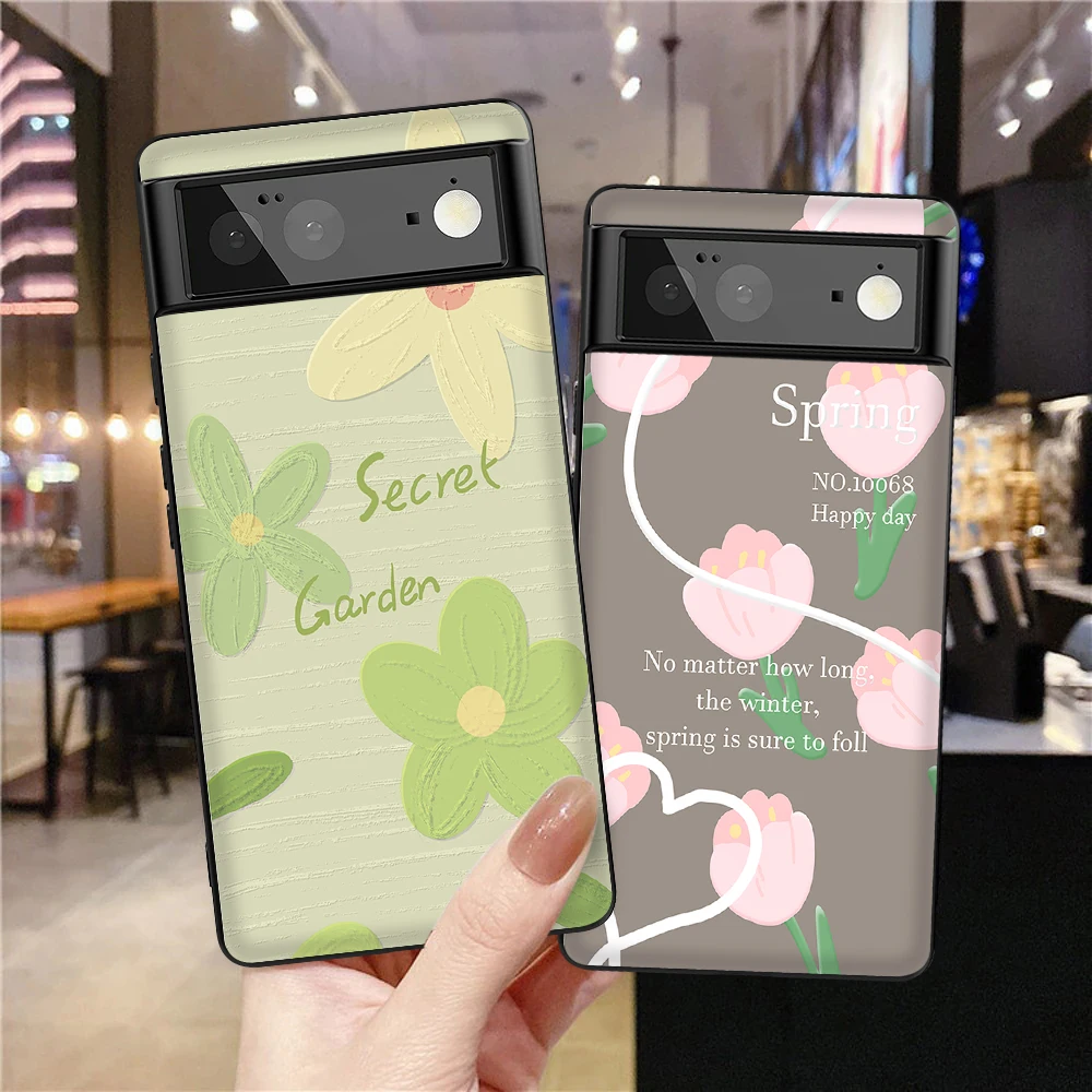 

Floral Case for Google Pixel 7Pro 7 6a 6 6Pro 5 5a 5G 4XL 4 2 3XL 2XL 3 3a 3aXL 4a Soft Silicone Protection Shell Carcasa