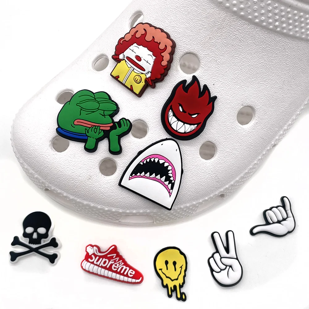 Hot 1 Piece 9 Kinds of Funny Patterns Shoes Charming Accessories PVC Croc Children's Party Gift Cartoon Style Jibz