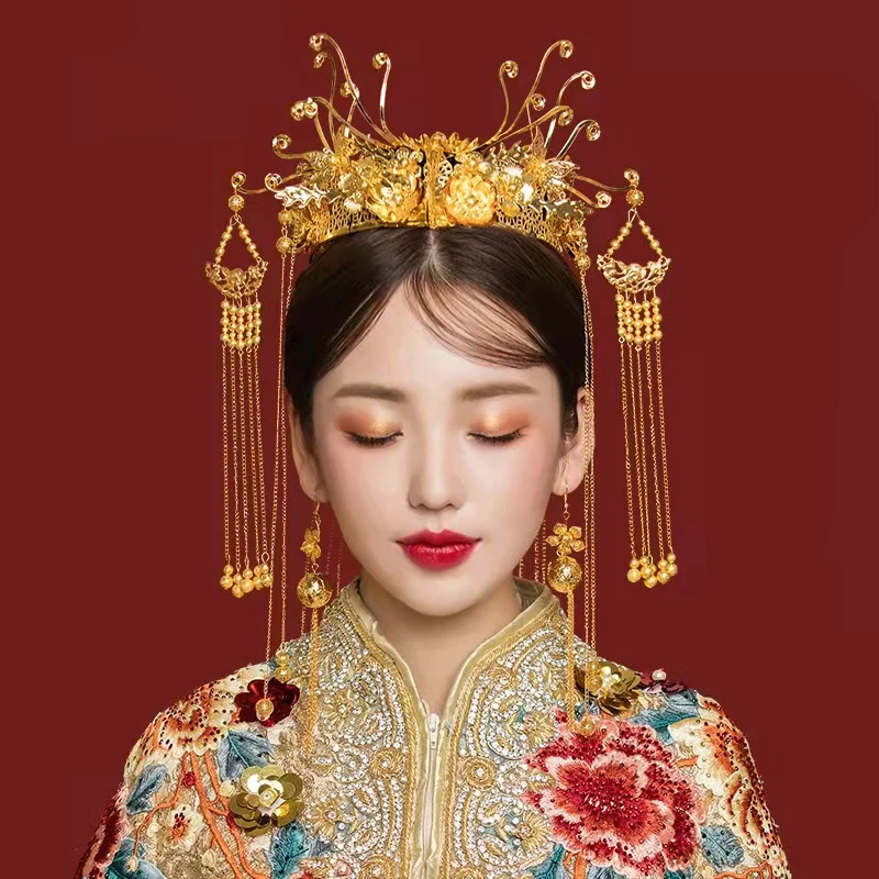 Роскошные золотые короны невесты с Фениксом для женщин свадебная Королевская