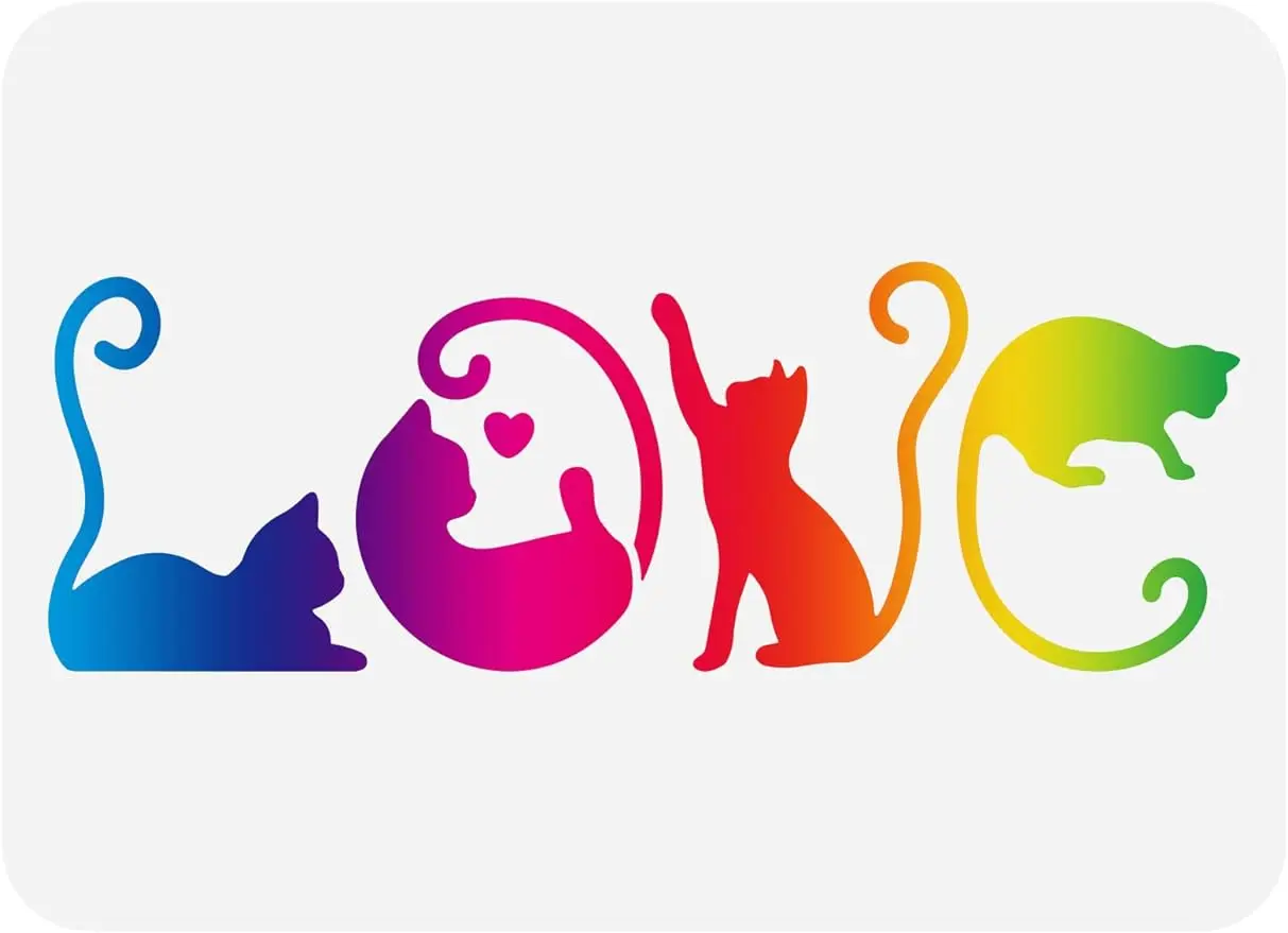 Пластиковый трафарет Love Cat Beebeecraft 8,3x11,7 дюйма