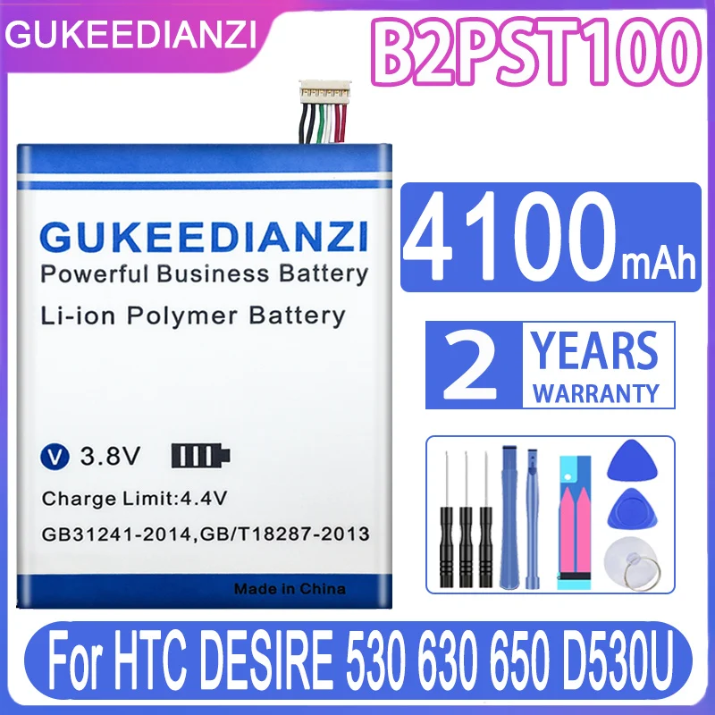 GUKEEDIANZI High Quality Battery For HTC Desire 628 630 650 530 D530U B2PST100 4100mAh Batteries + Free Tools