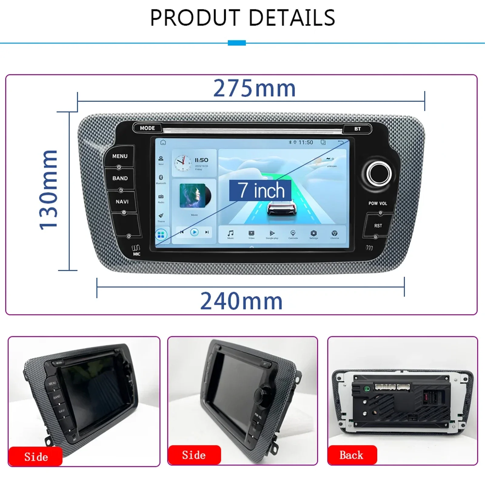 LELV 7 автомобильный мультимедийный плеер для Seat Ibiza 6j 2009 ~ 2013 беспроводной CarPlay Auto Navi сенсорный экран аудио стерео Android 13 BT 5.0 (art.: 3920d325dedf4) - 3920d325dedf4