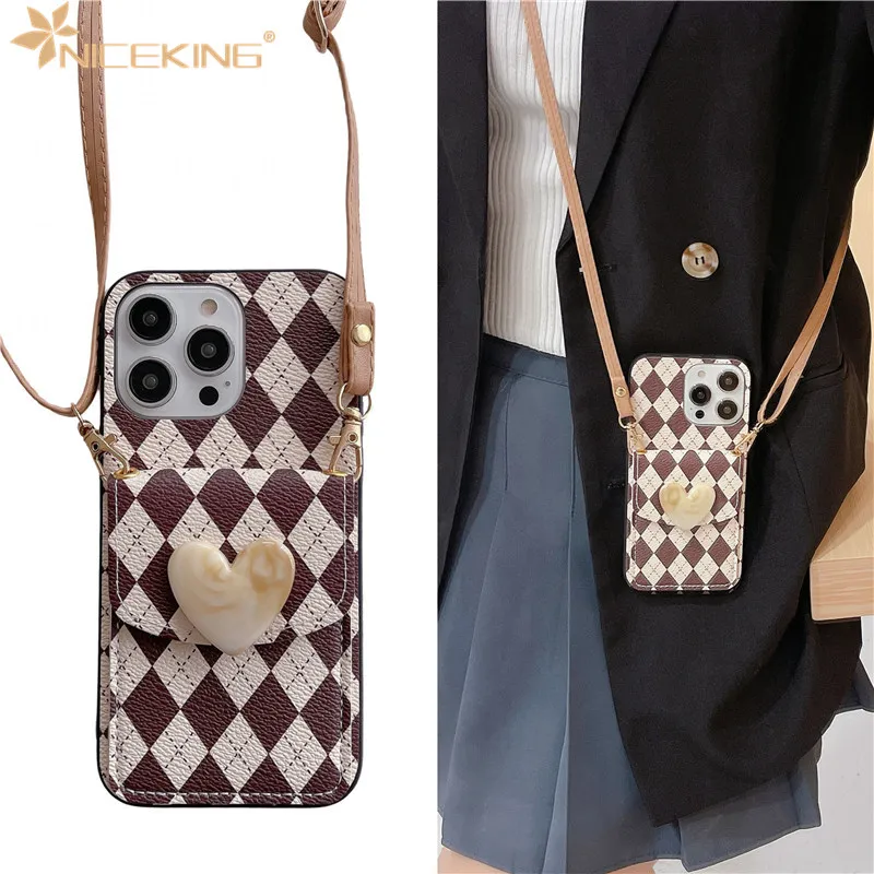 

Чехлы для телефонов iPhone 14, 13, 12, 11 Pro, XS MAX, XR, X, 8, 7 Plus, роскошный чехол из искусственной кожи с держателем для карт, Модный чехол-кошелек через пл...