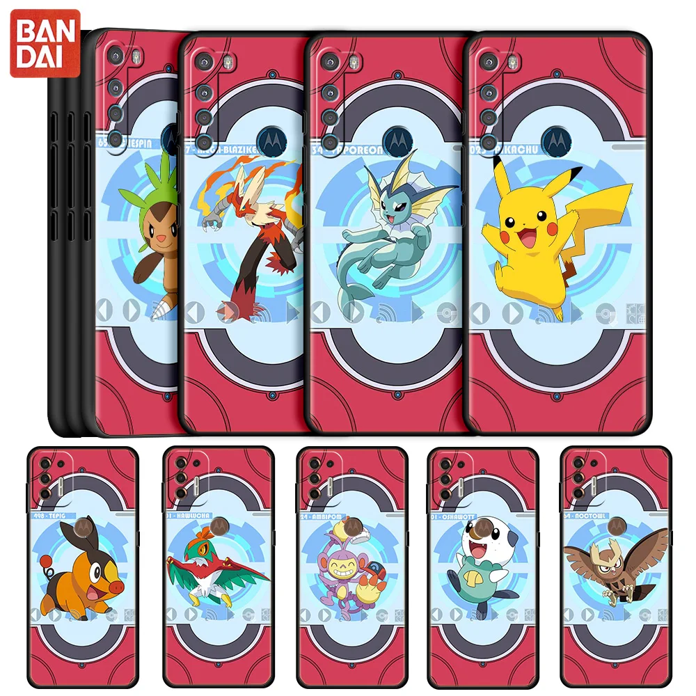 

Cute Pokemon Card Case For Motorola Moto G30 G50 G60 G8 G9 Power One Fusion Plus E6s Soft Phone Coque Fitted Matte Capa Luxury