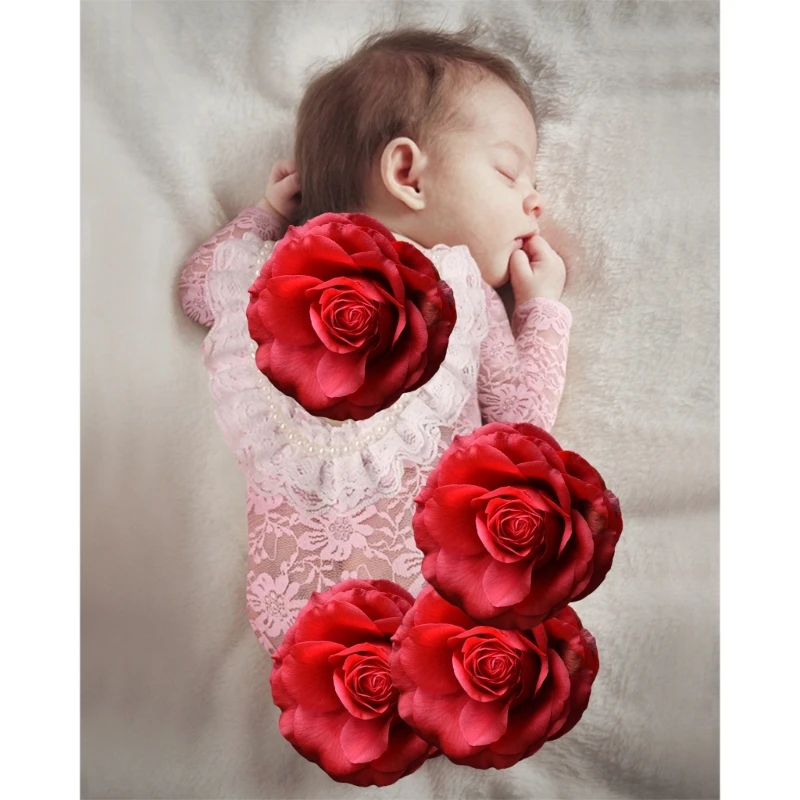 

0-3M Baby Girl Photo Clothes Flower Lace Romper Photo Wear Newborn Photo Costume