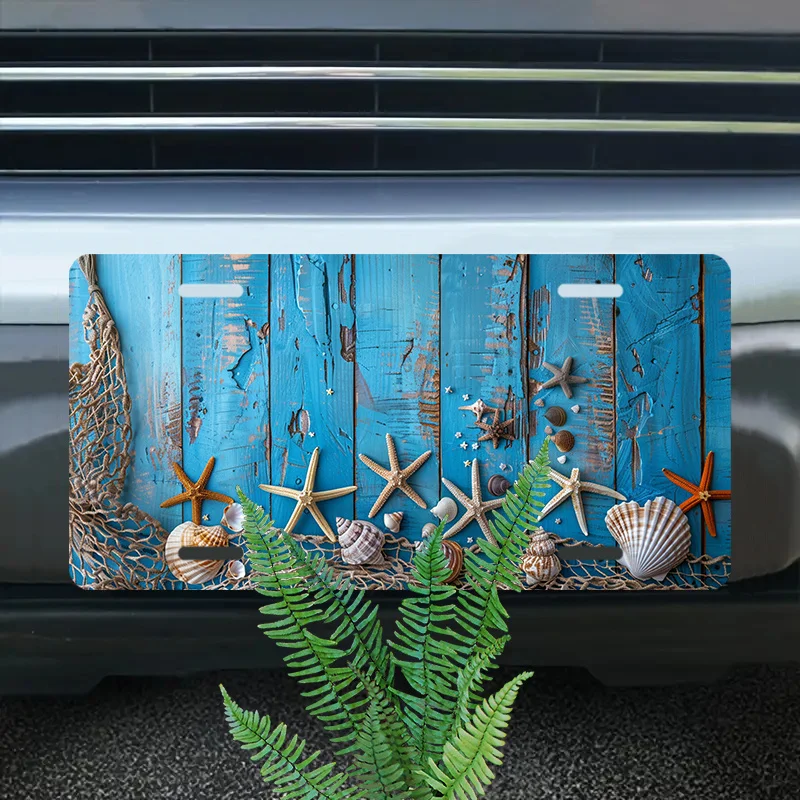 Алюминиевая крышка номерного знака с рисунком ракушки — 6X12 дюймов | Прочный