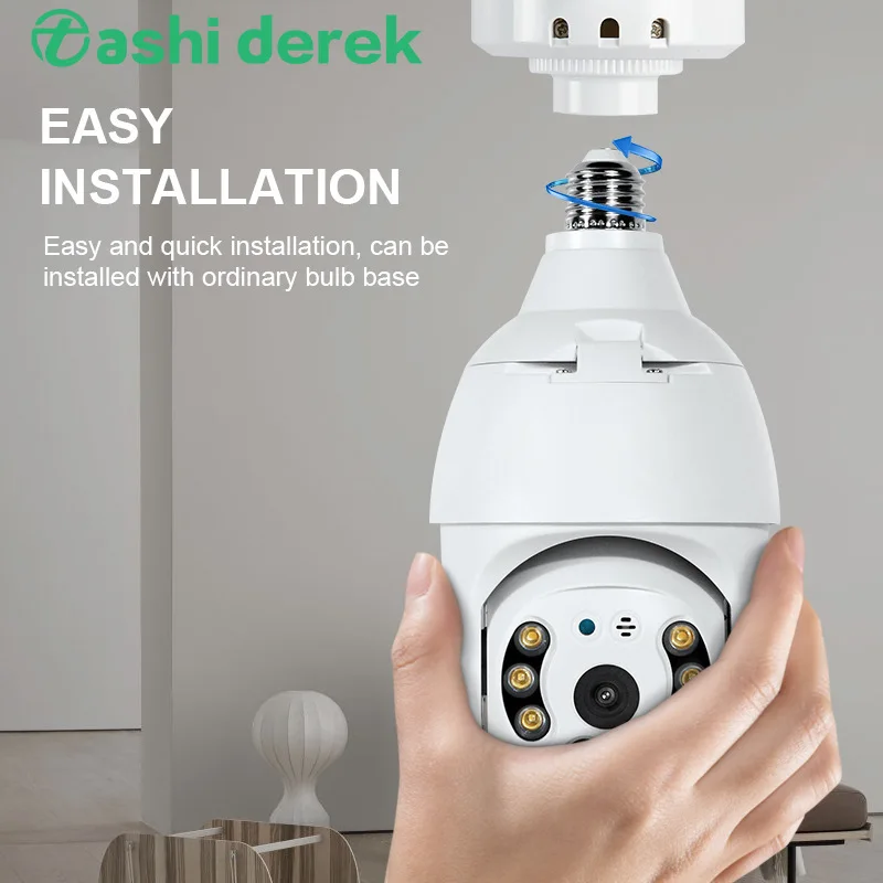 

3MP HD Lamp Head TUYA Camera Outdoor WIFI Day Night Full Color Enhanced Night Vision Auto Tracking Bulb Easy To Instal Wireless