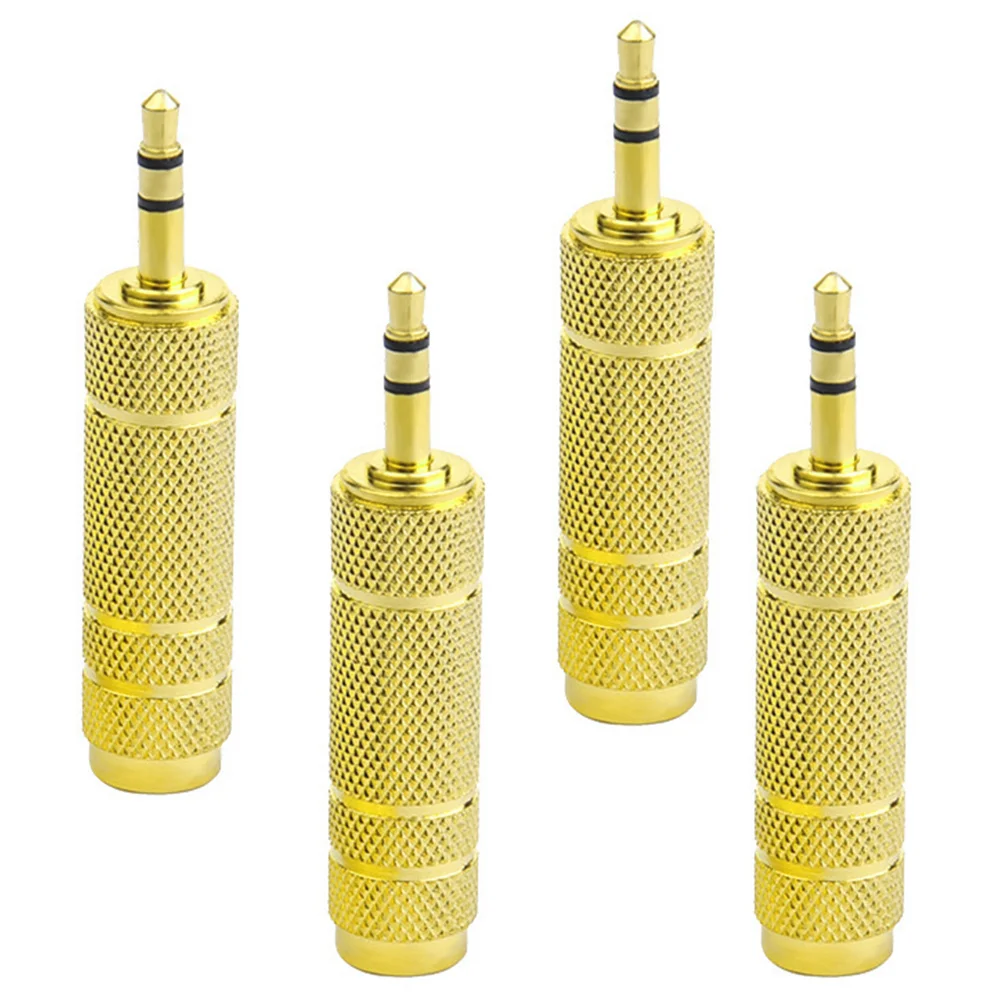 

4pcs Stereo Headphone Adapters 3.5mm Male to 6.35mm Female Adapter for Audio Interface