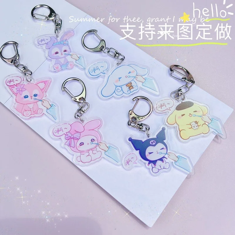 

Sanrio My Melody Kuromi Cinnamoroll Cartoon Anime Exquisite Cute Keychain Schoolbag Acrylic Accessories Hanging Jewelry Girls