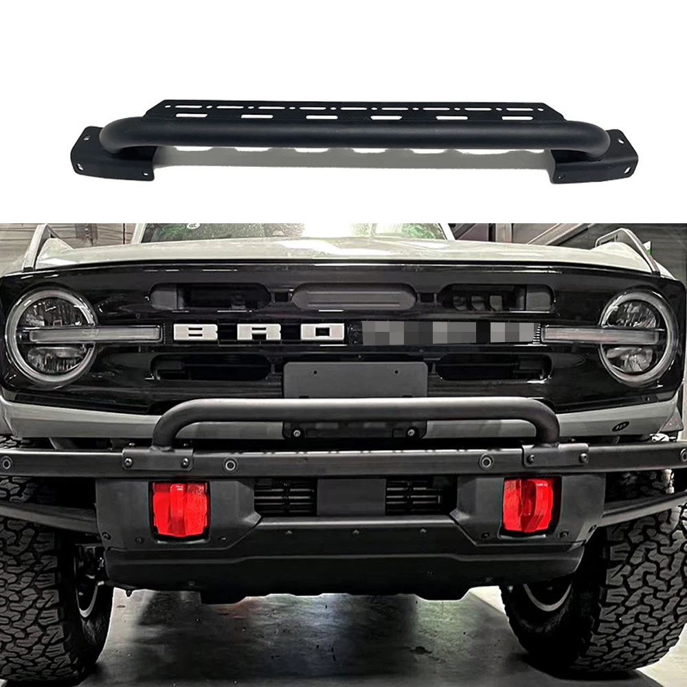 

Steel Front Bumper Guard Fits for Ford Bronco 2021 2022 Black Rolled Protect Bar