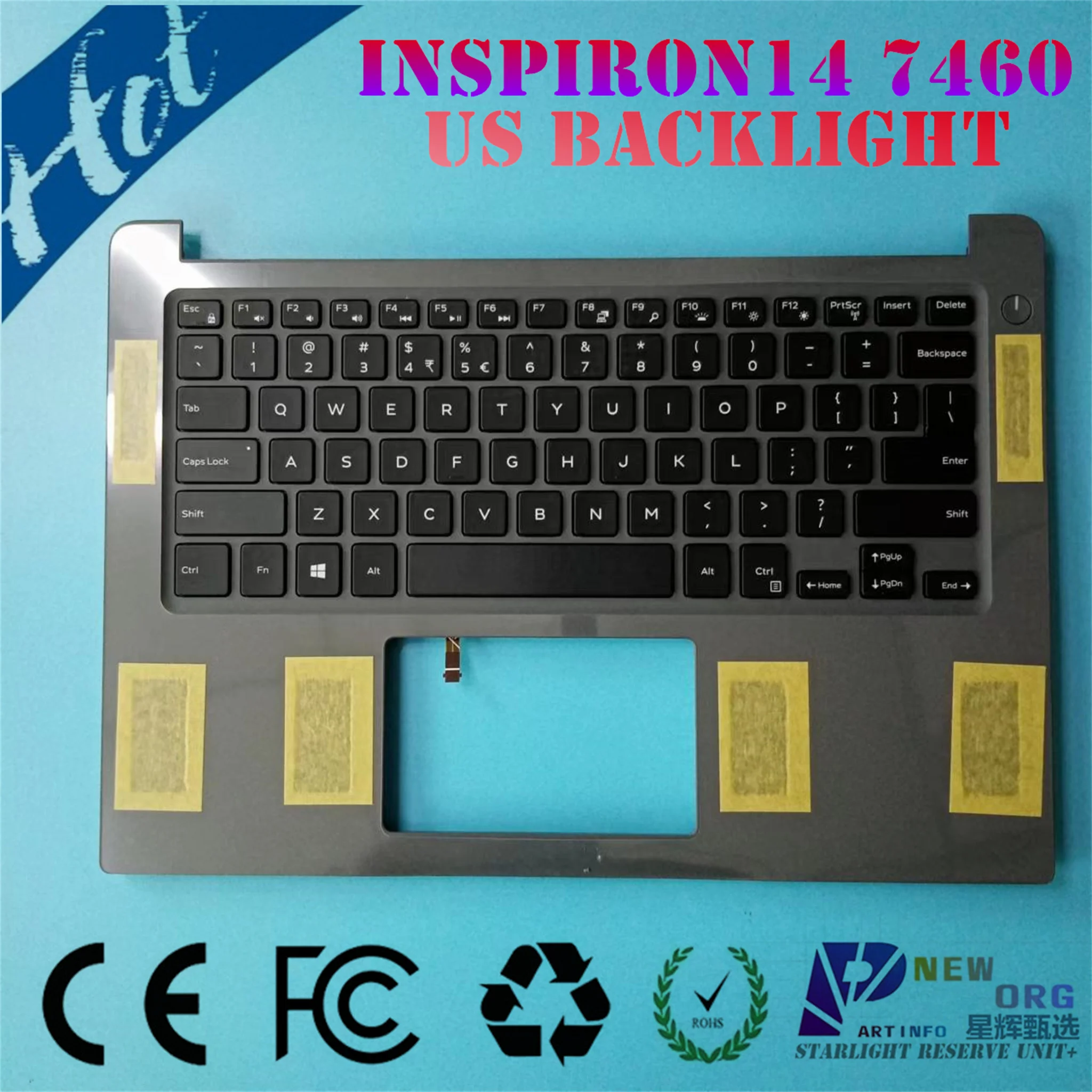 Подсветка для ноутбука США с клавиатурой и упором для рук для DELL INSPIRON14-7000 7460 7472 серия серый 0K9GT3 BKA40