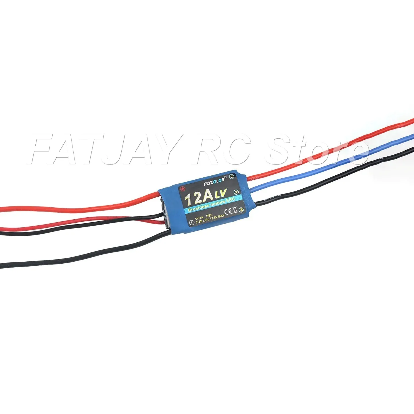 Фото Электронный регулятор скорости FATJAY FLYCOLOR 12A 2-3S с питанием от переключателя, без дроссельной заслонки, для бесщеточных двигателей (лабораторный) №3