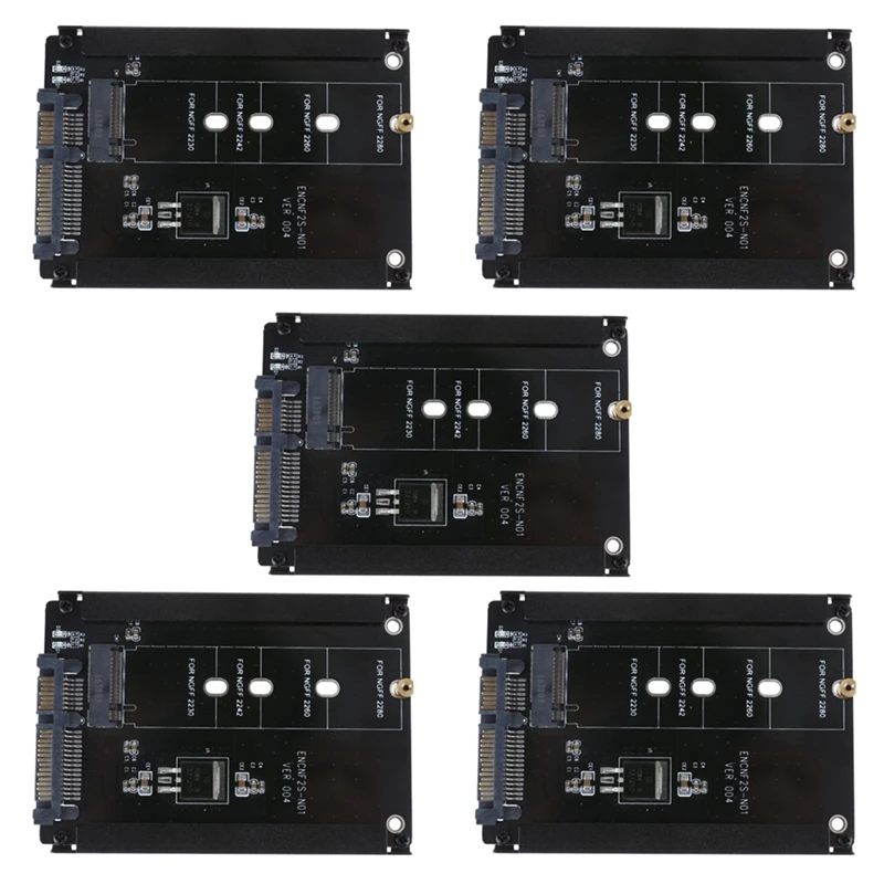 

5X Black Case CY B+M Socket 2 M.2 NGFF (SATA) SSD To 2.5 SATA Adapter For 2230/2242/2260/2280Mm M2 SSD