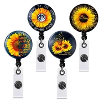 retractable sunflower nurse id chest card clip employees name badge reel workers staff work card holder bag accessories lanyard