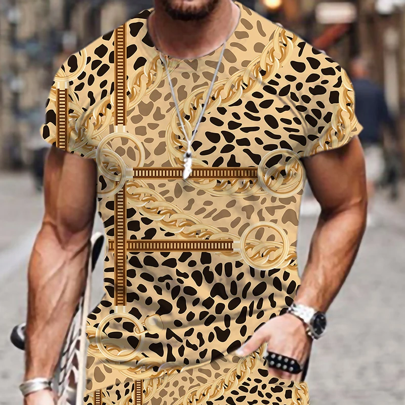 

Men's T-shirt Animal Leopard Print Outfit Luxury Funny Short Sleeve Summer Tops Casual 3D Printed Hip-hop Harajuku Street Beach