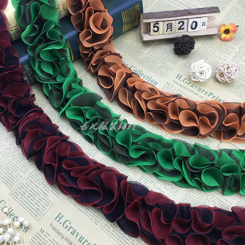 1 ярд шифоновая Цветочная кружевная отделка для одежды товары рукоделия и ленты