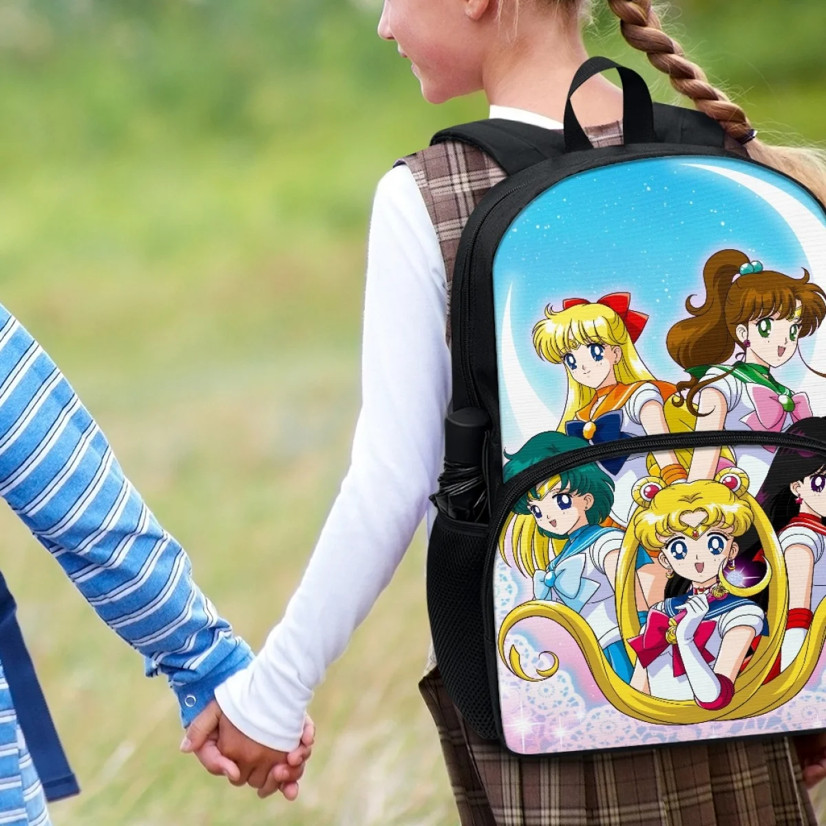 FORUDESIGNS セーラームーン Print Japanese Anime Schoolbag for Women Kids Girls Back to School Backpacks Dirty Resistant Packbag Satchel