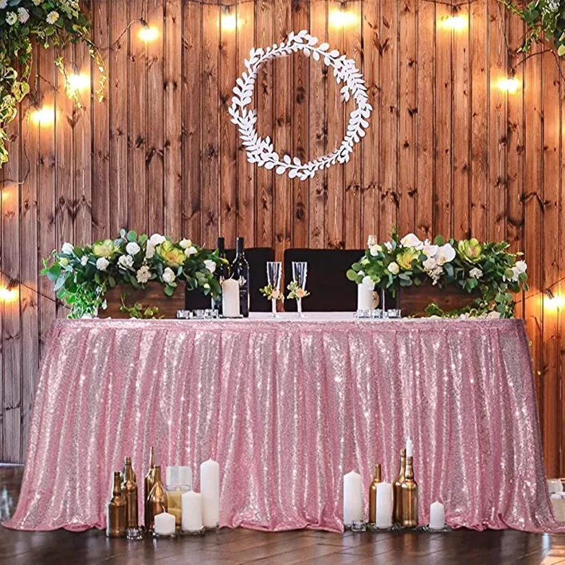 

Sequin Table Skirt Tables Flash Cloth Birthday Party Decor Wedding Festival Event Rectangle Glitter Table Skirts Decoration