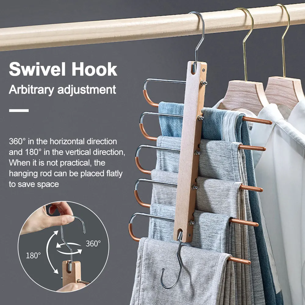

5 Layers Pants Hangers Holders Trousers Hanger Pants Clothes Coat Hanger Non-slip Magic Space Saver Closet Organizer Rack