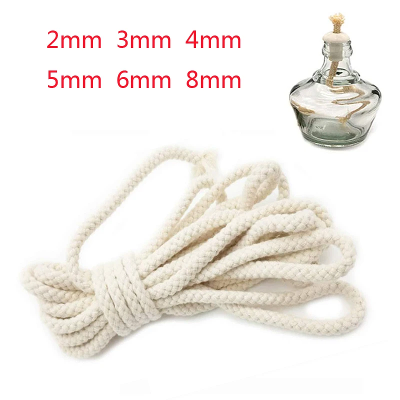 3/5M Long Burner Alcohol Wick Rope Cotton Wick Round Cotton Kerosene Oil Lamp Wicks 2/3/4/5/6/8MM