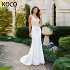 Женское атласное платье-Русалка MACDUGAL, элегантное пляжное платье с V-образным вырезом и шлейфом, платье невесты, 2022