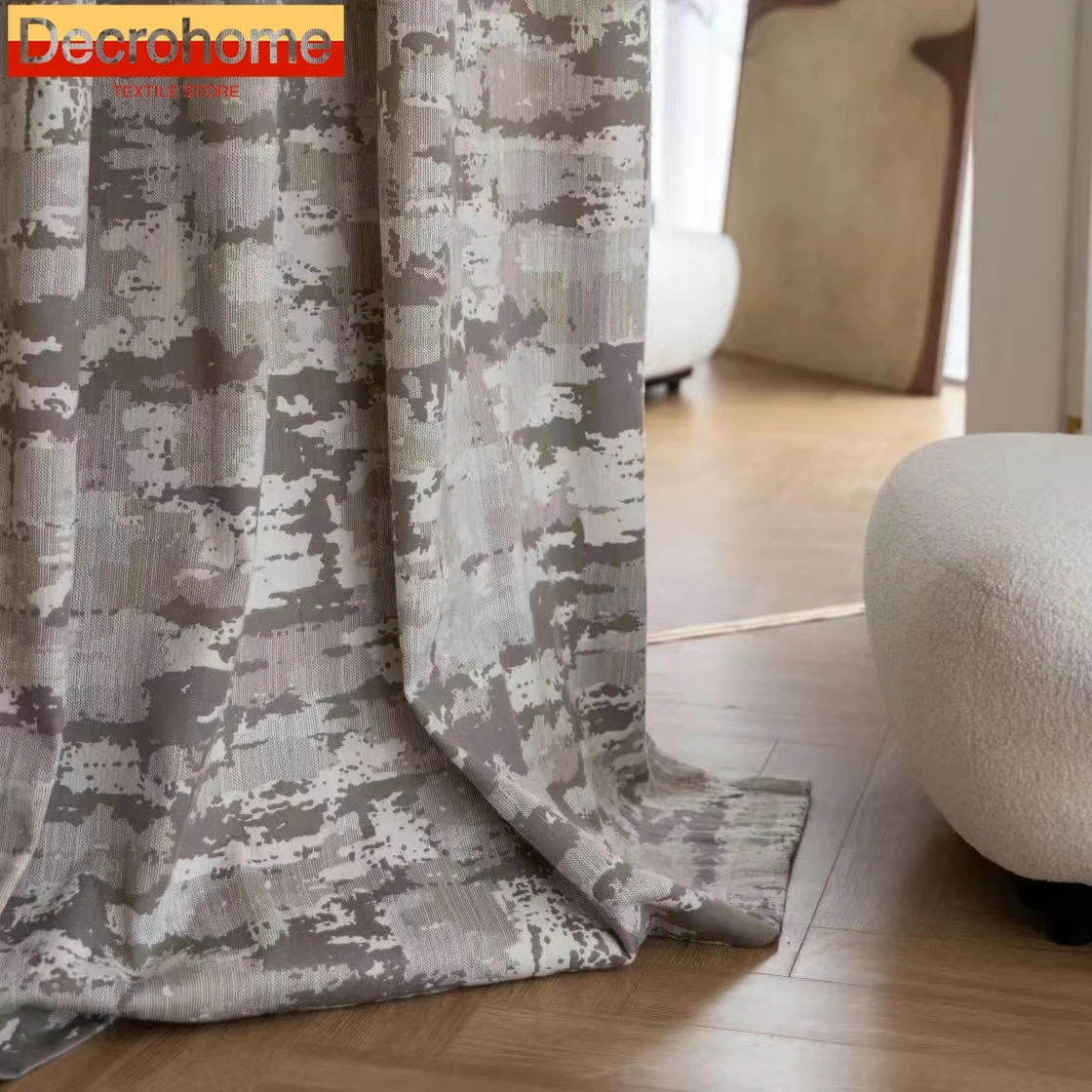 

Luxurious Camouflage Jacquard Thickened Blackout Heat Insulation Curtains for Bedroom Living Room Calligraphy French Window