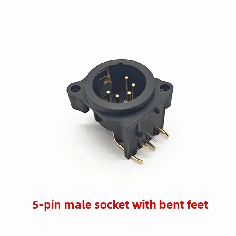 

Золотой угловой разъём XLR папа-мама 5-pin